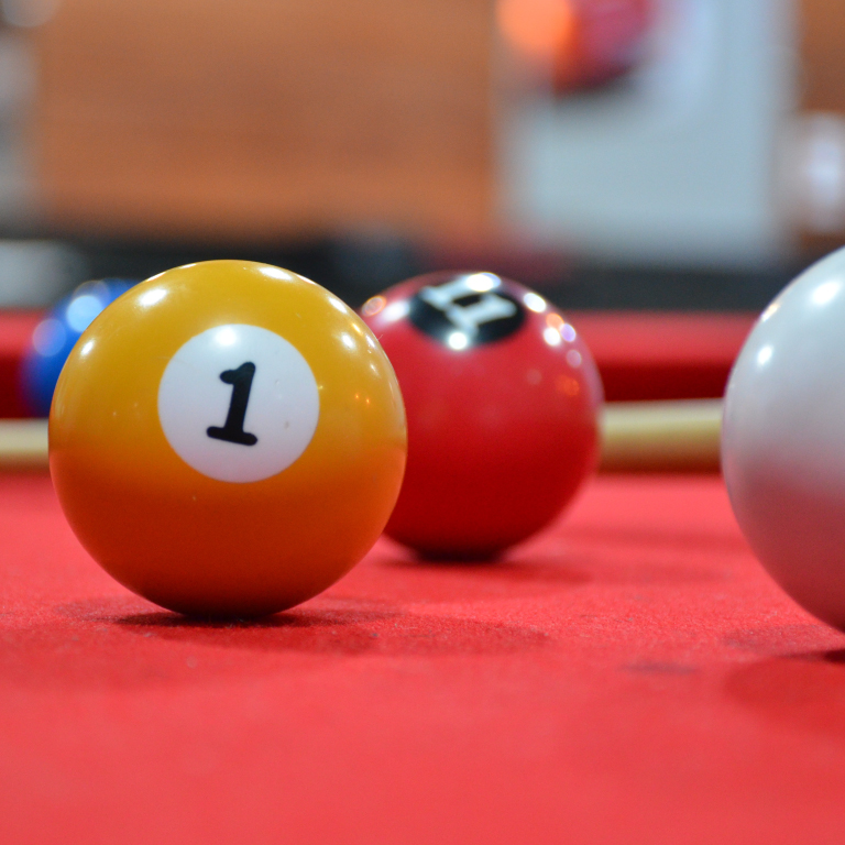 Close up photo of billiard balls.